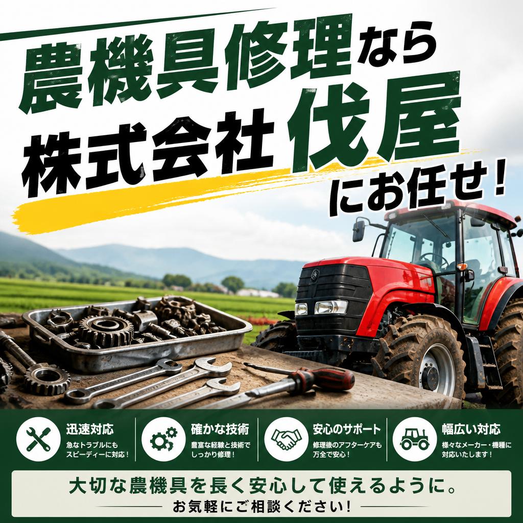 農機具修理なら株式会社伐屋にお任せ！